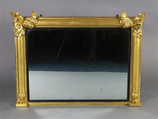 A William IV giltwood overmantel mirror, W.4ft 1in. H.2ft 11in.